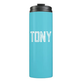 Solid Bright Sky Blue Individuelle Name Monogram Thermosbecher