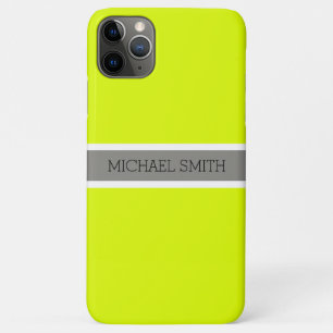 Solid Chartreuse Modern Gray Ribbon Eleganter Name Case-Mate iPhone Hülle