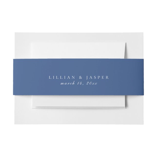 Solid Classic Blue Wedding Einladungsbanderole (Vorderseite Beispiel)