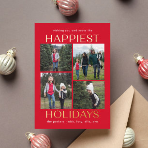 Solid Clean Collage FOIL Holiday Foto Card Folien Feiertagskarte