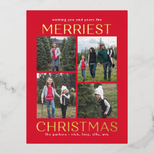 Solid Clean Collage FOIL Weihnachtskarte Postkarte