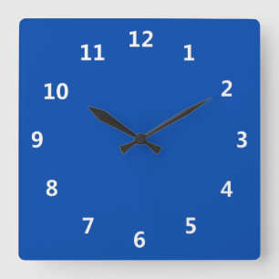 Solid Cobalt Blau mit weißen Zahlen Wall Uhr