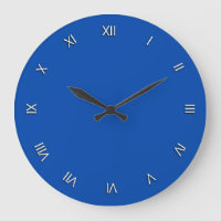 Solid Cobalt Blue White Roman Numerals Wall Clock