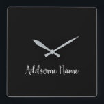 Solid Color Basic Black Modern stilvoll Quadratische Wanduhr<br><div class="desc">Schwarze Kissen. Benutzerdefinierte Vorlagendesigns. Personalisieren Sie mit Ihrem eigenen Namen,  ein großartiges Geschenk für jeden,  auch für sich selbst.</div>