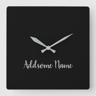 Solid Color Basic Black Modern stilvoll Quadratische Wanduhr