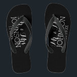 Solid Color Black Mr & Mrs Wedding Memento Flip Flops<br><div class="desc">Eine kühne Farbe mit schicken Schriftart machen ein Statement für einen Empfang Gunst oder Jubiläum Party. Elemente können leichter angepasst werden, wenn Sie zuerst alle Foto und Texte ersetzen. Wenn Ihre Kunst noch angepasst werden muss, klicken Sie auf die Schaltfläche Diese anpassen. Das bringt Sie zu einem Designbereich, wo Sie...</div>