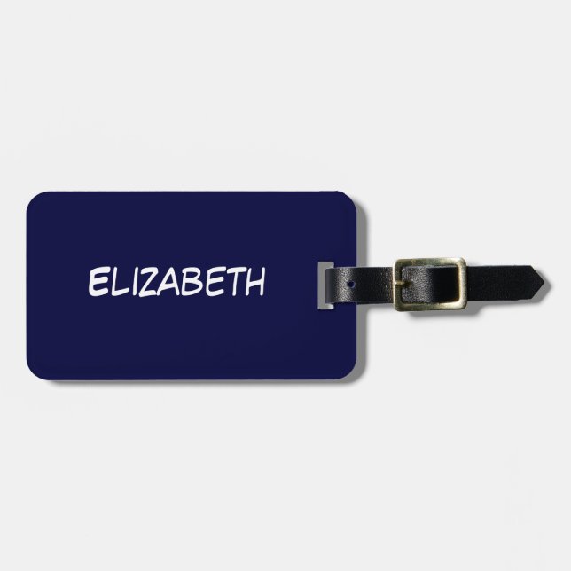 Solid Color DIY BG, Name Monogram - Navy Blue Gepäckanhänger (Vorderseite horizontal)