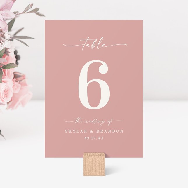 Solid Color Dusty Rose Pink Wedding Tischnummer (Von Creator hochgeladen)