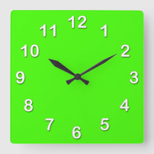 Solid Color: Lime Green Quadratische Wanduhr