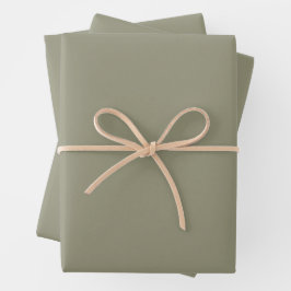 Solid Color Minimalistisch Earthy Olive Green Geschenkpapier Set