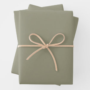 Solid Color Minimalistisch Earthy Olive Green Geschenkpapier Set