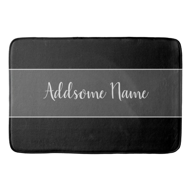 Solid Color Modern Basic Black Mit Monogramm Badematte (Vorderseite)