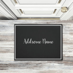 Solid Color Modern Basic Black Mit Monogramm Fußmatte