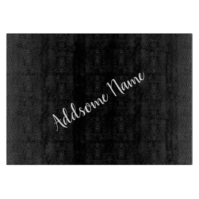 Solid Color Modern Basic Black Mit Monogramm Schneidebrett (Vorderseite)