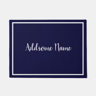 Solid Color Modern Basic Navy Blue White Monogram Fußmatte