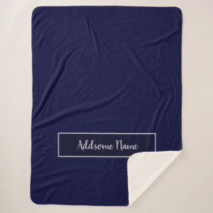 Solid Color Modern Navy Blue Stilvoll Sherpadecke
