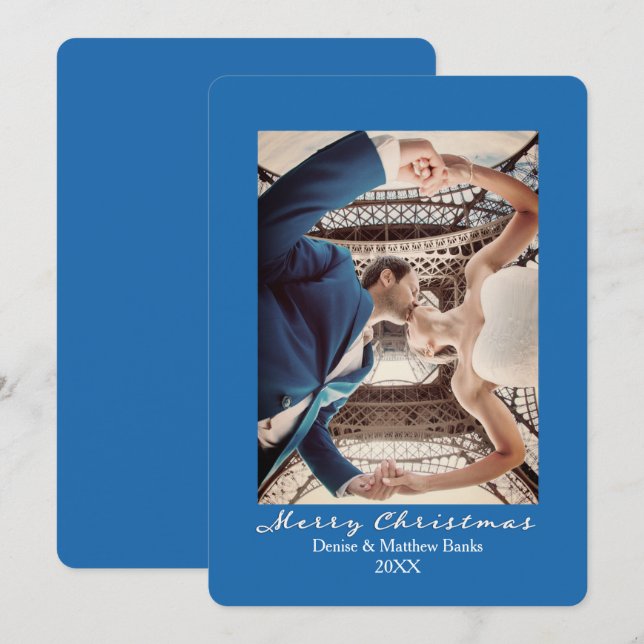 Solid Color Nebulas Blue Elegante Weihnachtskarte Einladung (Vorne/Hinten)