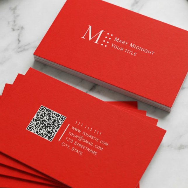 Solid Color QR-Code Moderne Candy Apple Red Visitenkarte (Von Creator hochgeladen)