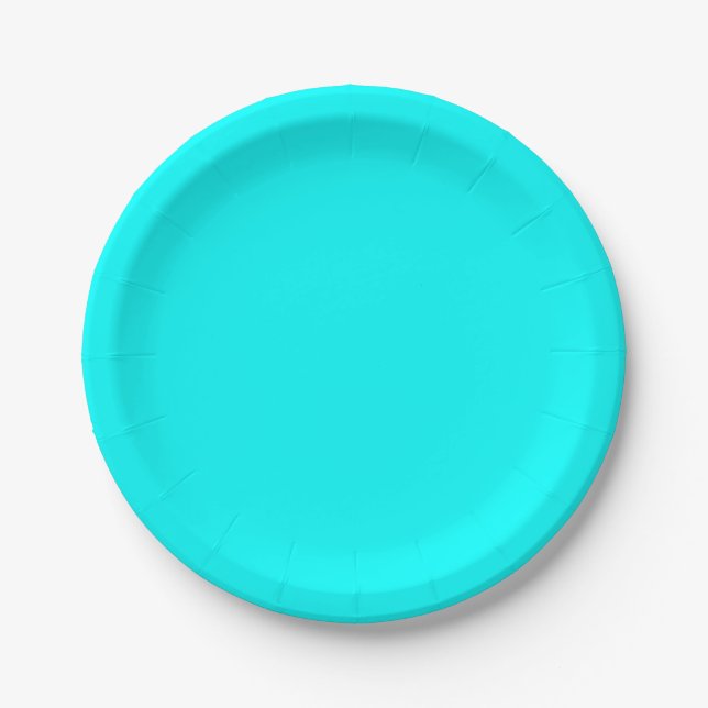 Solid Cyan 7 Inch Round Party Paper Plate Pappteller (Vorderseite)