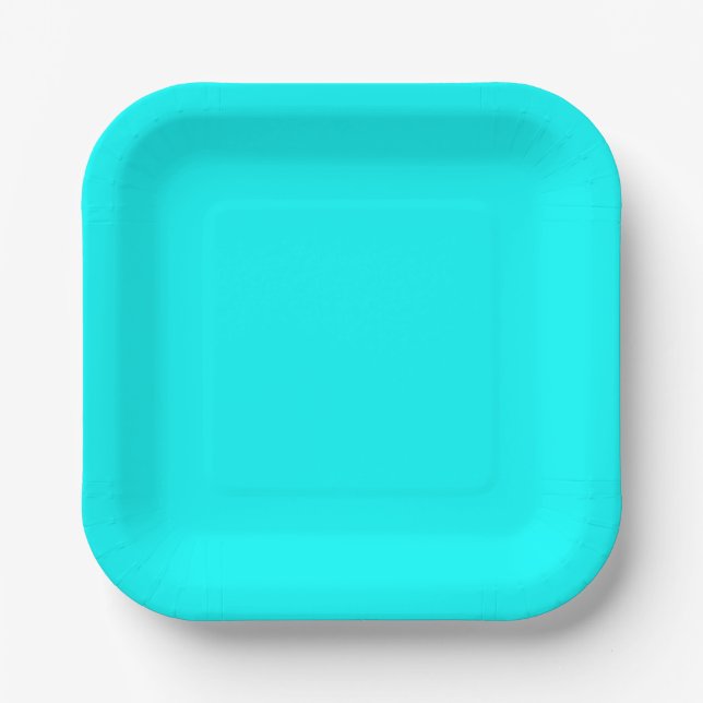 Solid Cyan 7" Square Party Paper Plate Pappteller (Vorderseite)
