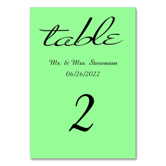 Solid Dark Mint Green Tischnummer (Vorderseite)