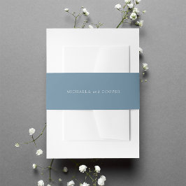 Solid Dusty Blue Personalisiert Wedding Einladungsbanderole
