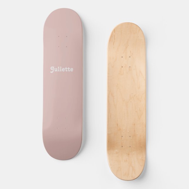 Solid Dusty Blush Retro Schriftart Skateboard (Vorderseite)