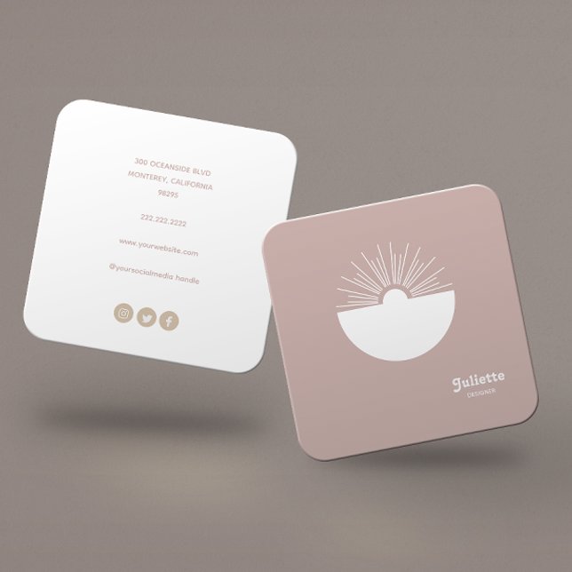 Solid "Dusty Blush" Retro Sunset Quadratische Visitenkarte (Von Creator hochgeladen)
