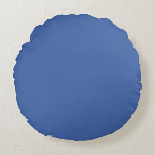 Solid Dusty Cornflower Blue Minimalist Rundes Kissen (Vorderseite)