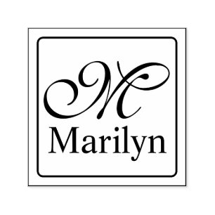Solid Frame + Ihre Monogramm und Ihren Namen Permastempel