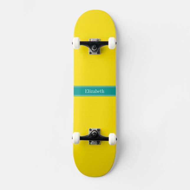 Solid, gelb, dunkel, Aquamarine Multifunktionsleis Skateboard (Vorderseite)