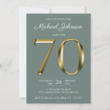 Solid Gold Text Sage Green Classy 70. Geburtstag
