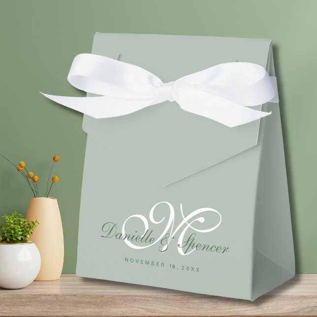 Solid Green Mit Monogramm Custom Wedding Geschenkschachtel (Solid Green Wedding Favor Box)