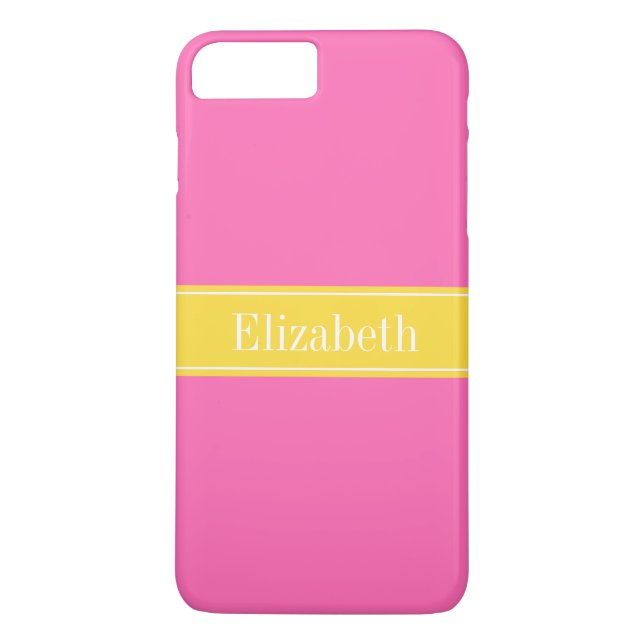 Solid Hot Pink #2 Ananas Ribbon Name Monogramm Case-Mate iPhone Hülle (Rückseite)