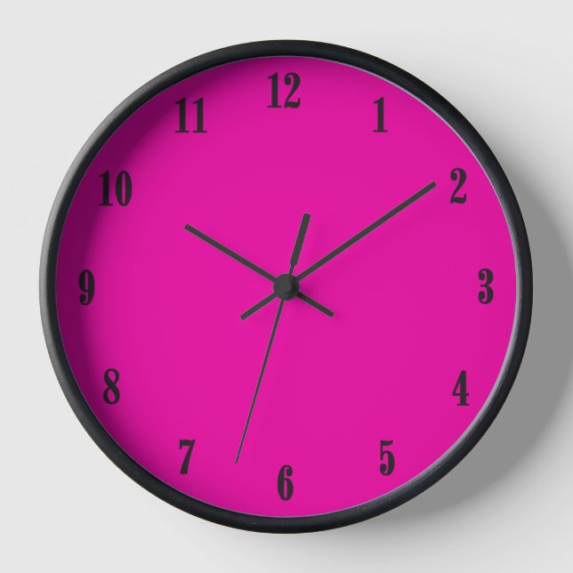 Solid Hot Pink mit schwarzen Schriftart Uhr (Vorderseite)
