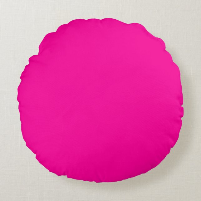 Solid Hot Pink Rundes Kissen (Vorderseite)