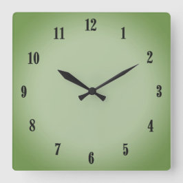 Solid Jade Green Celadon Black Numbers Quadratische Wanduhr