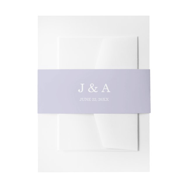 Solid Lavender Lila Pastel Monogram Wedding Einladungsbanderole (Vorderseite Beispiel)