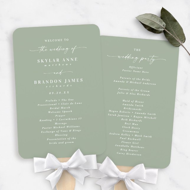 Solid Leaf Green Wedding Ceremony Program Fächer (Von Creator hochgeladen)