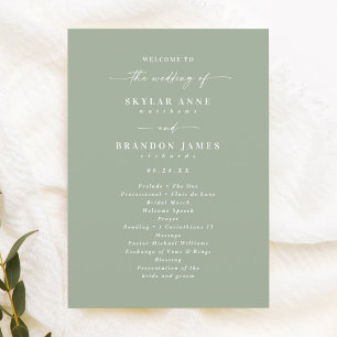Solid Leaf Green Wedding Ceremony Program Programm