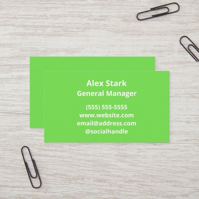 Solid Lime Green Business Cards Visitenkarte (Vorderseite/Rückseite Beispiel)