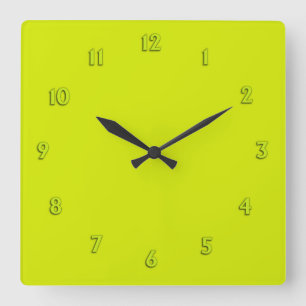 Solid Lime Green mit Limonen Zahlen Quadratische Wanduhr