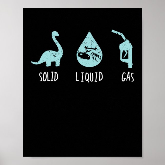 Solid Liquid Gas Science Dinosaur School Poster (Vorne)
