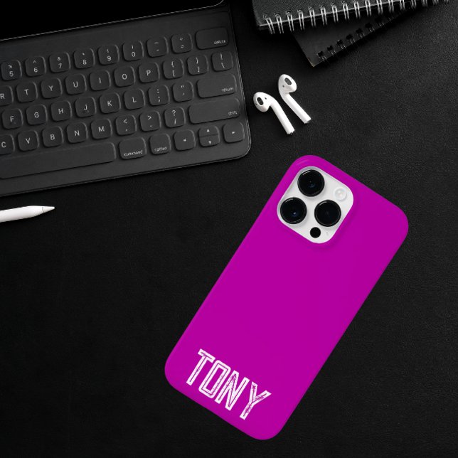 Solid Magenta Individuelle Name Monogram Case-Mate iPhone Hülle (Von Creator hochgeladen)