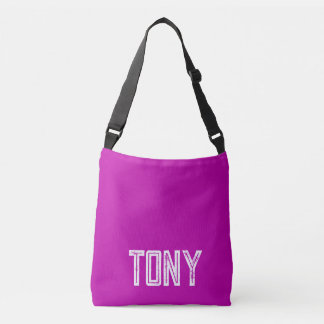 Solid Magenta Individuelle Name Monogram Tragetaschen Mit Langen Trägern