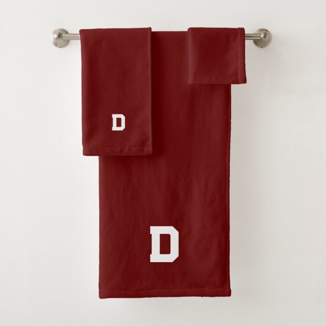 Solid Maroon Initial Bath Set (Insitu)