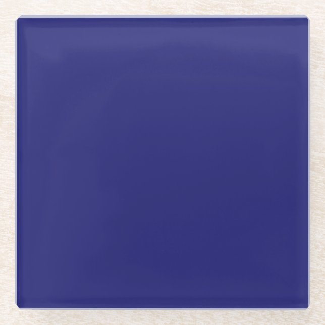 Solid Midnight Blue Color Minimalistisch Schlicht Glasuntersetzer (Vorderseite)