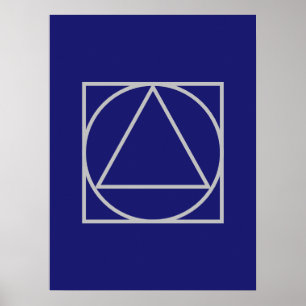 Solid Midnight Blue Square Circle Triangle Shapes Poster