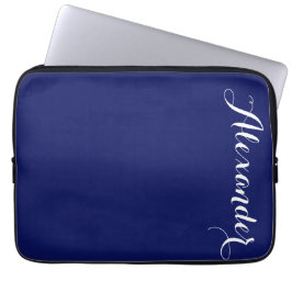 Solid Navy Blue Background, Name Monogram Laptopschutzhülle