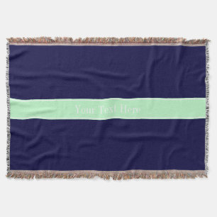 Solid Navy Blue, Mint Ribbon Name Monogram Decke